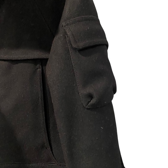 Aritzia Tna Black Wool 3/4 Sleeve Hooded Lined Winter Coat Jacket XS - Picture 9 of 13